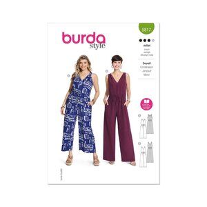 Burda Style Sewing Pattern 5817 Jumpsuit ‎ Womens Size 10-22